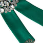 Dolce & Gabbana Green Satin Bird Crystal Women Hair Clip