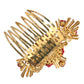 Dolce & Gabbana Gold Brass Crystal Heart Floral Hair Comb