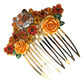 Dolce & Gabbana Gold Brass Crystal Leopard Floral Hair Comb