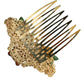 Dolce & Gabbana Gold Brass Crystal Leopard Floral Hair Comb