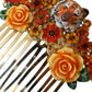 Dolce & Gabbana Gold Brass Crystal Leopard Floral Hair Comb