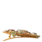 Dolce & Gabbana Gold Brass Floral Crystal Sequined Hair Clip