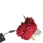 Dolce & Gabbana Red Silk Floral Gold Brass Women Hair Comb