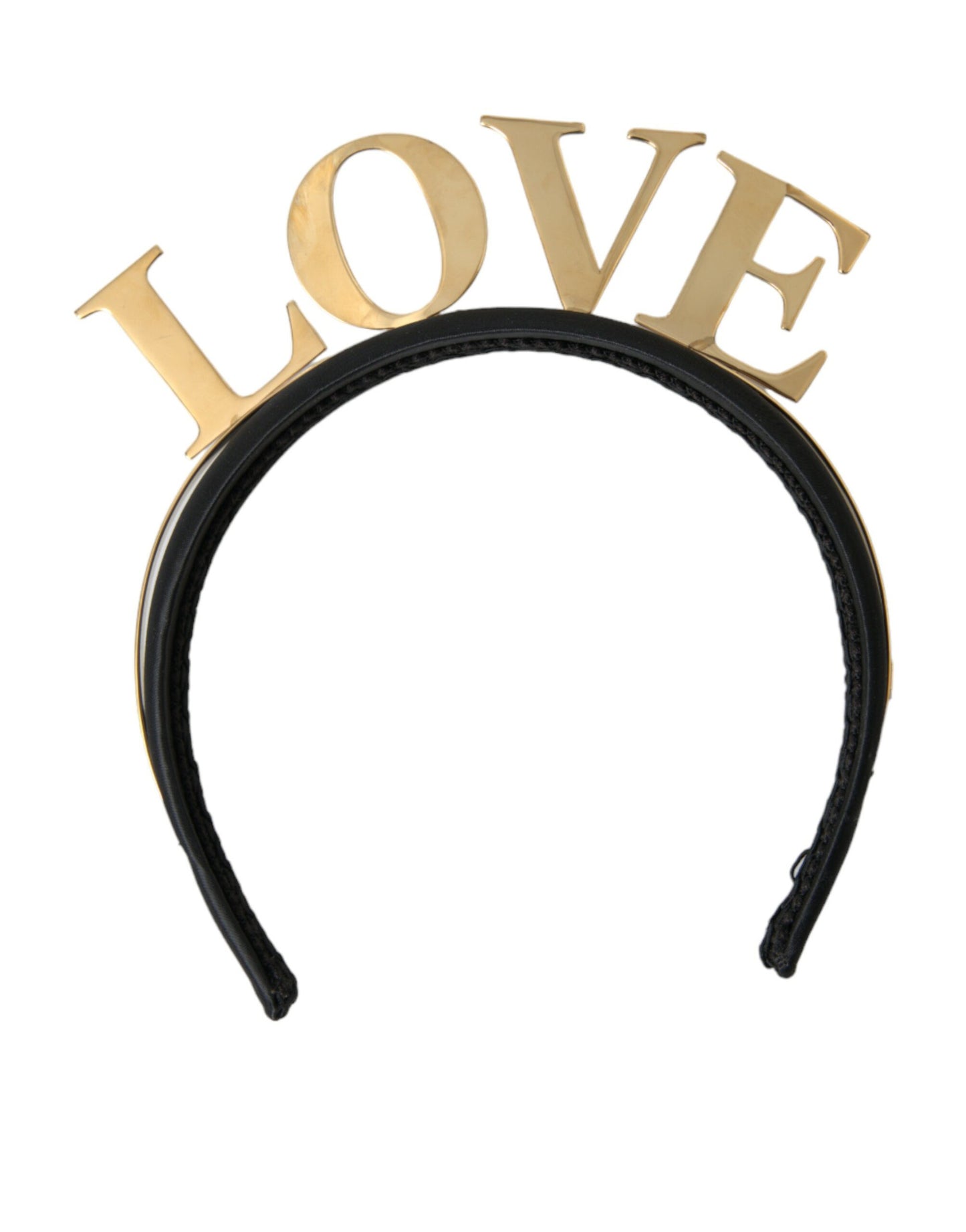 Dolce & Gabbana Black Gold Brass LOVE Crown Tiara Women Hairband Diadem