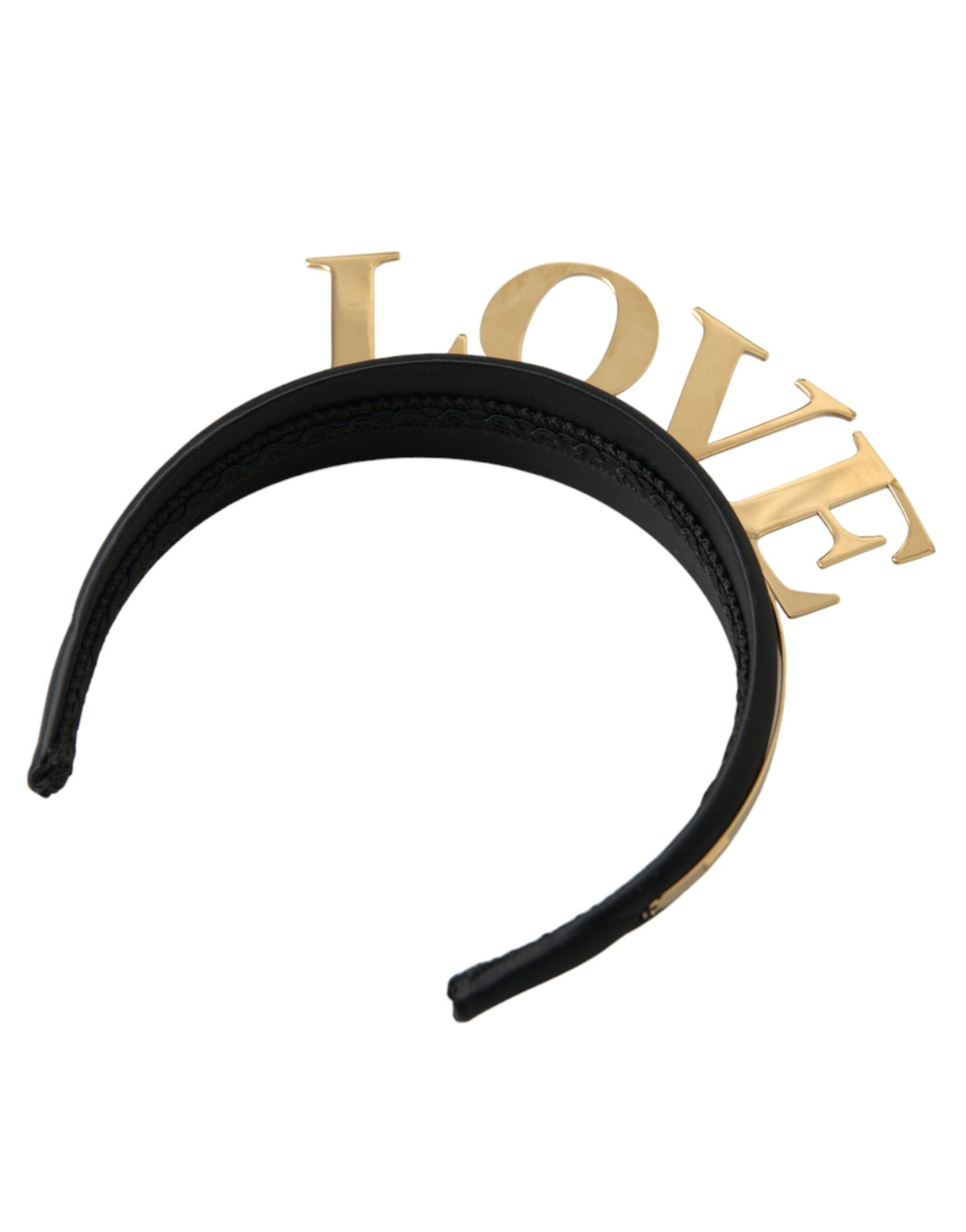 Dolce & Gabbana Black Gold Brass LOVE Crown Tiara Women Hairband Diadem