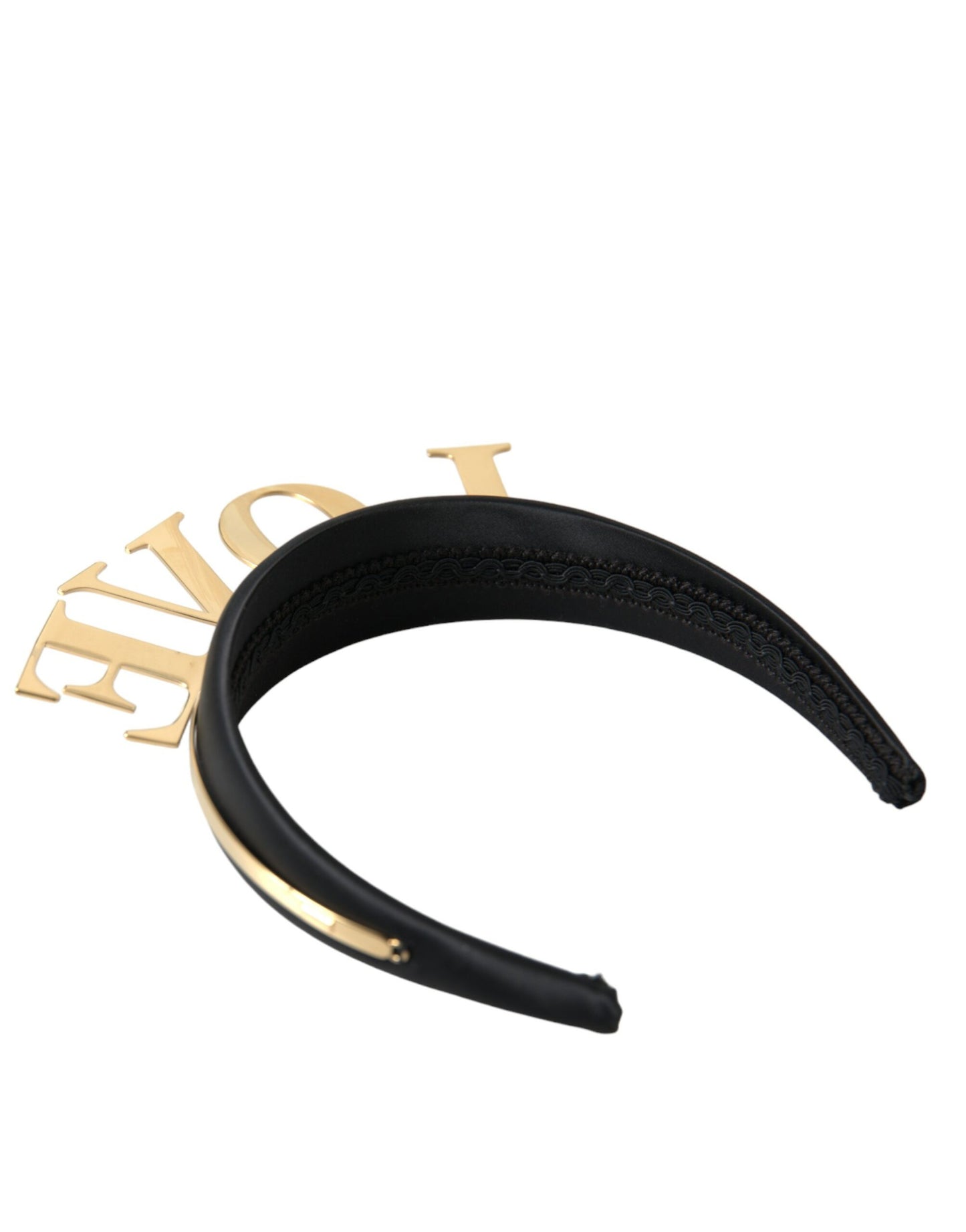 Dolce & Gabbana Black Gold Brass LOVE Crown Tiara Women Hairband Diadem