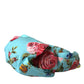 Dolce & Gabbana Turquoise Floral Applique Silk Women Headband Diadem