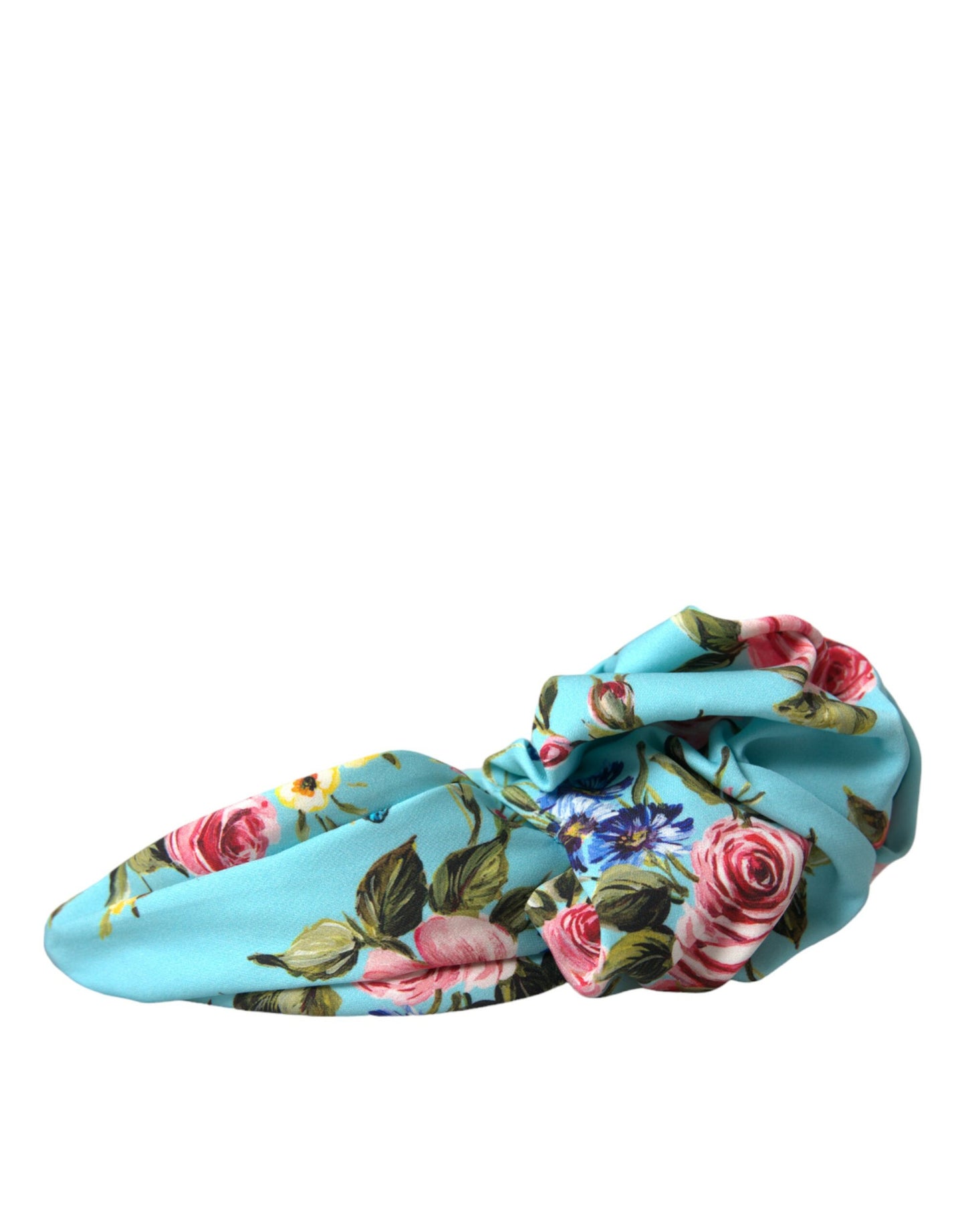 Dolce & Gabbana Turquoise Floral Applique Silk Women Headband Diadem