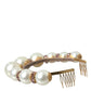 Dolce & Gabbana White Faux Pearl Crystal Embellished Headband Diadem