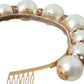 Dolce & Gabbana White Faux Pearl Crystal Embellished Headband Diadem