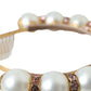 Dolce & Gabbana White Faux Pearl Crystal Embellished Headband Diadem