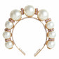 Dolce & Gabbana White Faux Pearl Crystal Embellished Headband Diadem