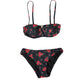 Dolce & Gabbana Black Red Roses Two Piece Swimwear Bikini