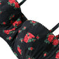 Dolce & Gabbana Black Red Roses Two Piece Swimwear Bikini