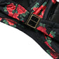 Dolce & Gabbana Black Red Roses Two Piece Swimwear Bikini