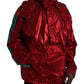 Dolce & Gabbana Red Nylon Hooded Pullover Sweatshirt Jacket