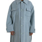 Dolce & Gabbana Light Blue Wool Button Trench Coat Jacket