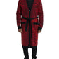 Dolce & Gabbana Red Leopard Wool Robe Belted Cardigan Sweater