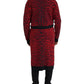 Dolce & Gabbana Red Leopard Wool Robe Belted Cardigan Sweater