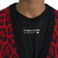 Dolce & Gabbana Red Leopard Wool Robe Belted Cardigan Sweater