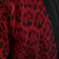 Dolce & Gabbana Red Leopard Wool Robe Belted Cardigan Sweater