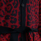 Dolce & Gabbana Red Leopard Wool Robe Belted Cardigan Sweater