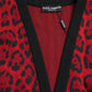 Dolce & Gabbana Red Leopard Wool Robe Belted Cardigan Sweater