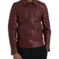 Dolce & Gabbana Maroon Exotic Leather Zip Biker Coat Jacket