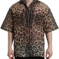 Dolce & Gabbana Brown Leopard Button Down Casual Shirt