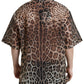 Dolce & Gabbana Brown Leopard Button Down Casual Shirt