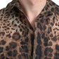 Dolce & Gabbana Brown Leopard Button Down Casual Shirt