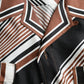 Dolce & Gabbana Brown White Silk Striped Short Sleeve Shirt