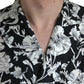 Dolce & Gabbana Black White Floral Button Down Casual Shirt