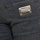 Dolce & Gabbana Gray Slim Fit Logo Plaque Cotton Denim Jeans