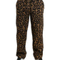 Dolce & Gabbana Brown Leopard Print Polyester Jogger Pants