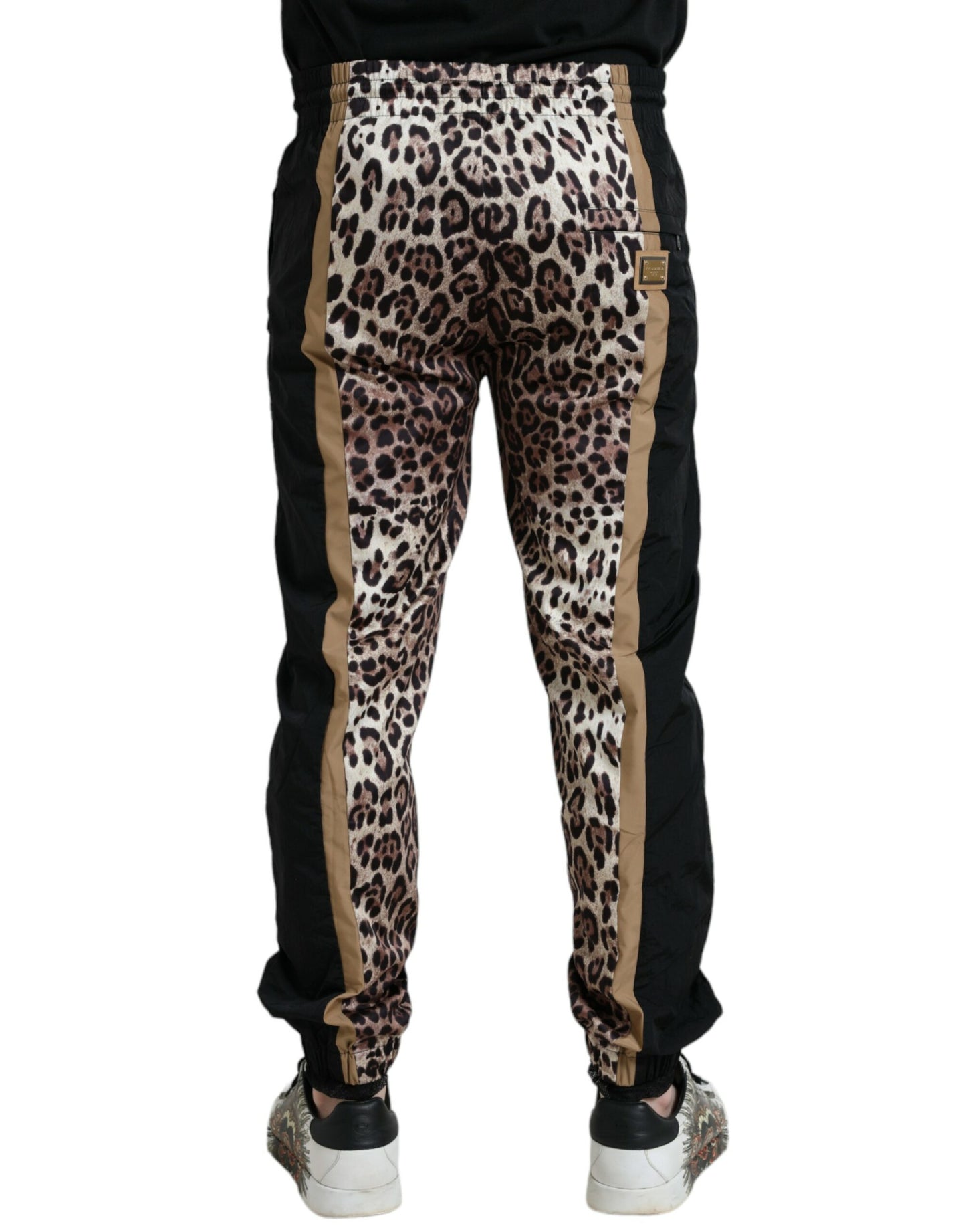 Dolce & Gabbana Brown Leopard Print Polyester Jogger Pants