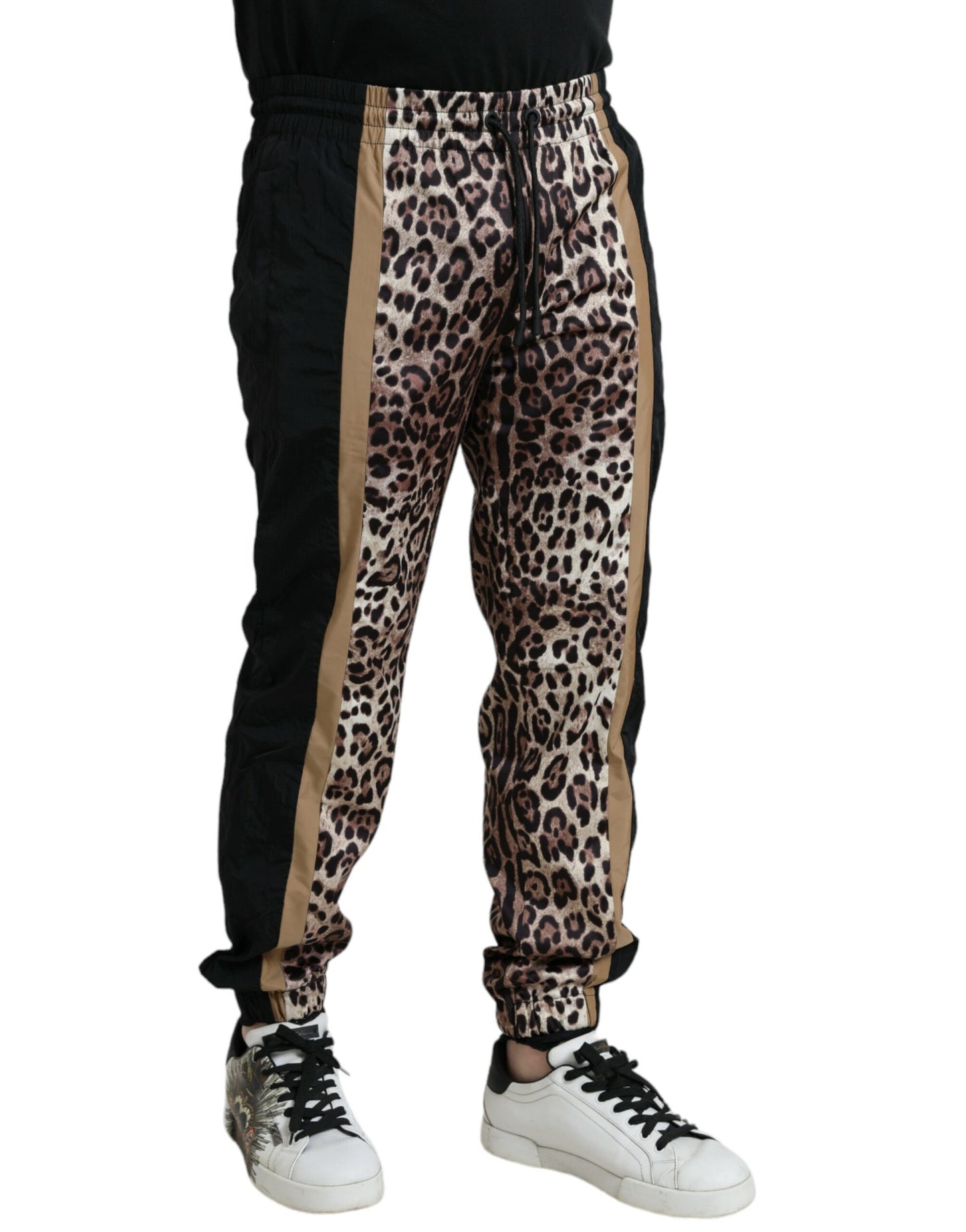 Dolce & Gabbana Brown Leopard Print Polyester Jogger Pants