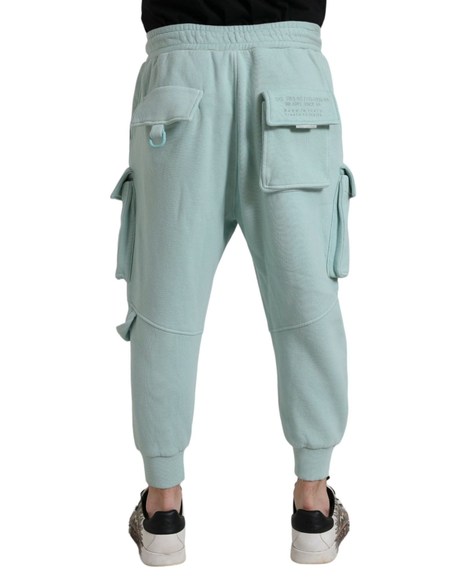 Dolce & Gabbana Light Blue Cotton Cargo Jogger Sweatpants Pants