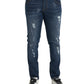 Dolce & Gabbana Blue Distressed Cotton Skinny Denim Jeans