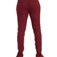 Dolce & Gabbana Red Wool Men Slim Fit Dress Pants