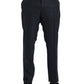 Dolce & Gabbana Blue Brocade Wool Skinny Men Dress Pants