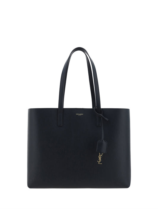 Saint Laurent Black Calf Leather Tote Shoulder Bag