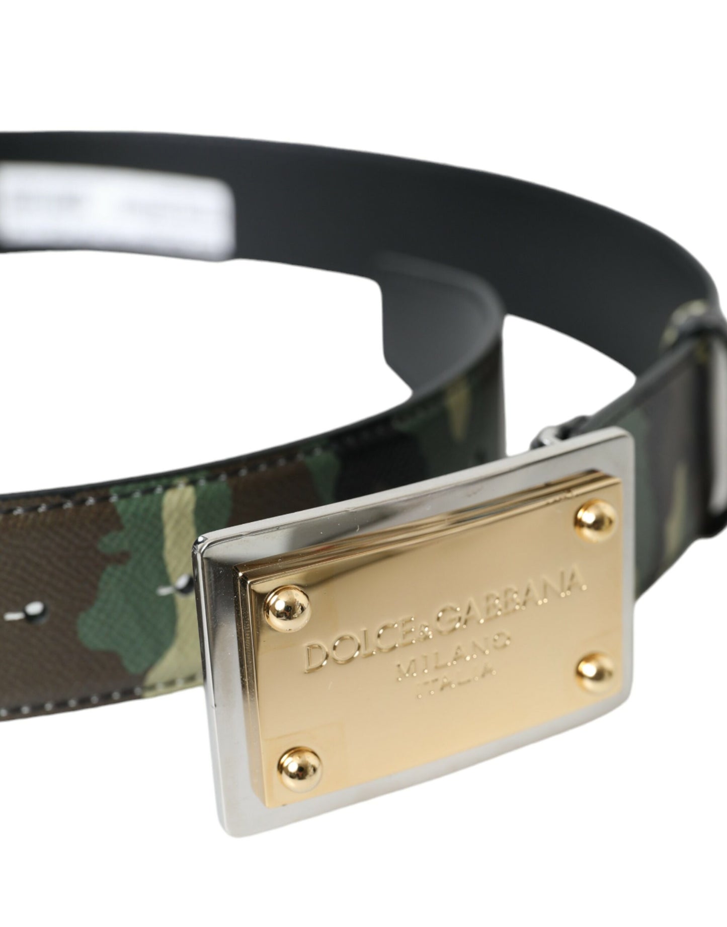 Dolce & Gabbana Camouflage Leather Gold Buckle Belt Men