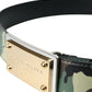 Dolce & Gabbana Camouflage Leather Gold Buckle Belt Men