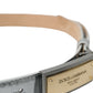 Dolce & Gabbana Silver Leather Metal Logo Buckle Belt Men