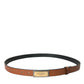 Dolce & Gabbana Brown Calf Leather Metal Logo Buckle Belt Men