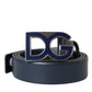 Dolce & Gabbana Blue Leather Metal Logo Buckle Belt Men