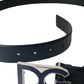 Dolce & Gabbana Blue Leather Metal Logo Buckle Belt Men