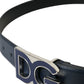 Dolce & Gabbana Blue Leather Metal Logo Buckle Belt Men