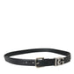 Dolce & Gabbana Black Leather Silver Metal Buckle Belt Men